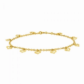 9ct Yellow Gold Belcher 19 cm Bracelet with 11 diamond Cut Heart Charms