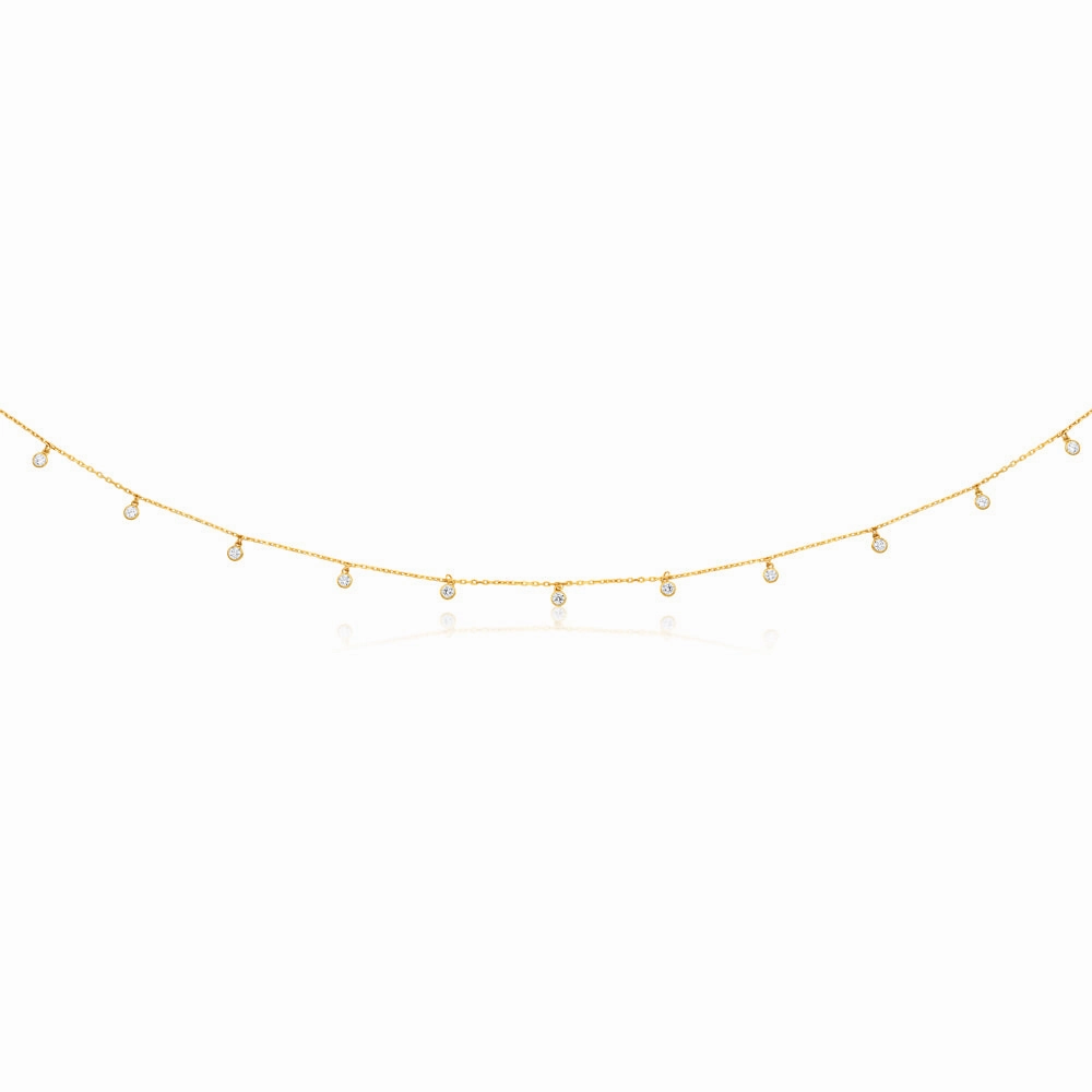 9ct Yellow Gold Chain with 11 Cubic Zirconias with Adjustable 38-40cm Length