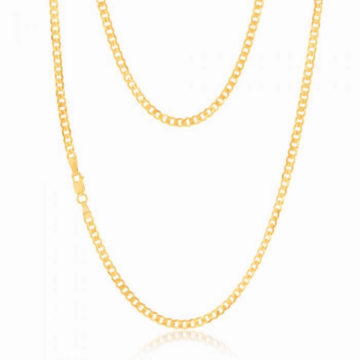 9ct Yellow Gold Concave Extra Flat 80 Gauge 3mm Curb 45cm Chain