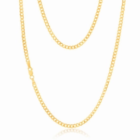 9ct Yellow Gold Concave Extra Flat 80 Gauge 3mm Curb 45cm Chain