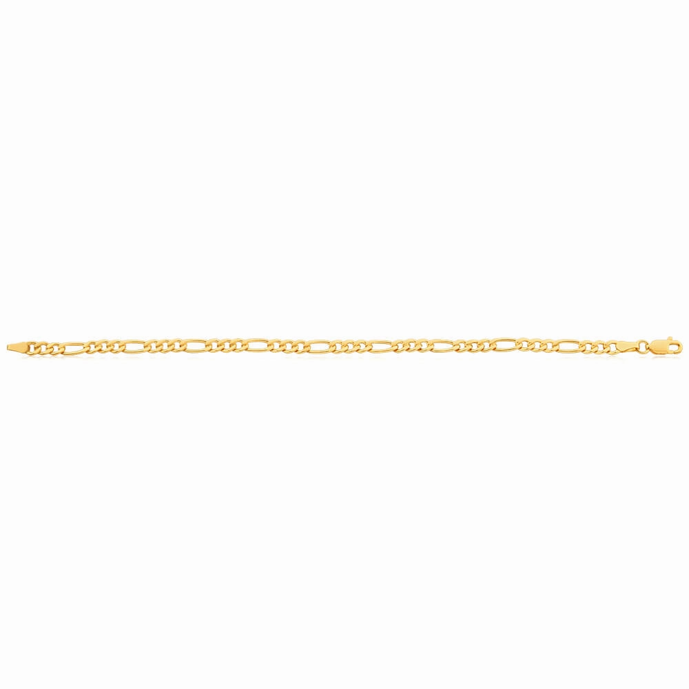 9ct Yellow Gold Coppefilled 19cm Figaro Bracelet 100Gauge