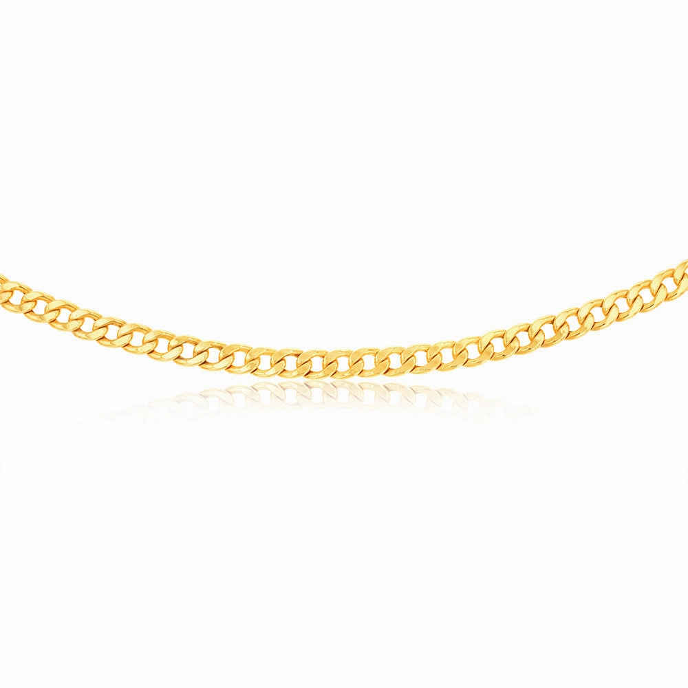 9ct Yellow gold Copper Filled Flat Curb 60cm Chain 190 Gauge
