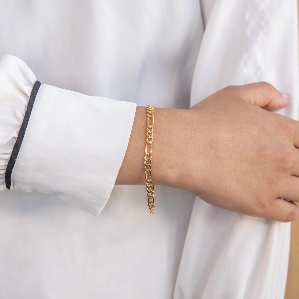 9ct Yellow Gold Copperfilled 19cm Figaro Bracelet 120Gauge