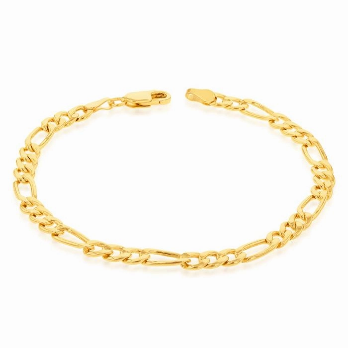 9ct Yellow Gold Copperfilled 19cm Figaro Bracelet 120Gauge