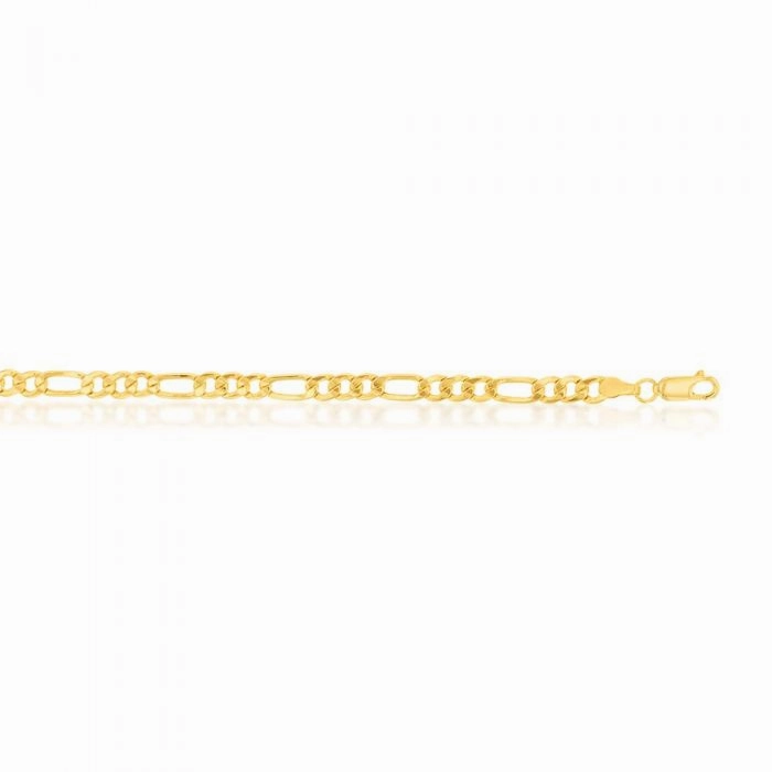 9ct Yellow Gold Copperfilled 19cm Figaro Bracelet 120Gauge