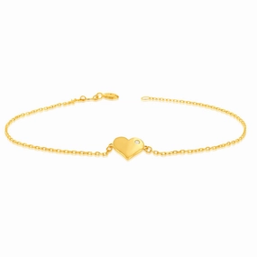 9ct Yellow Gold Cubic Zirconia On Heart 19.1cm Bracelet