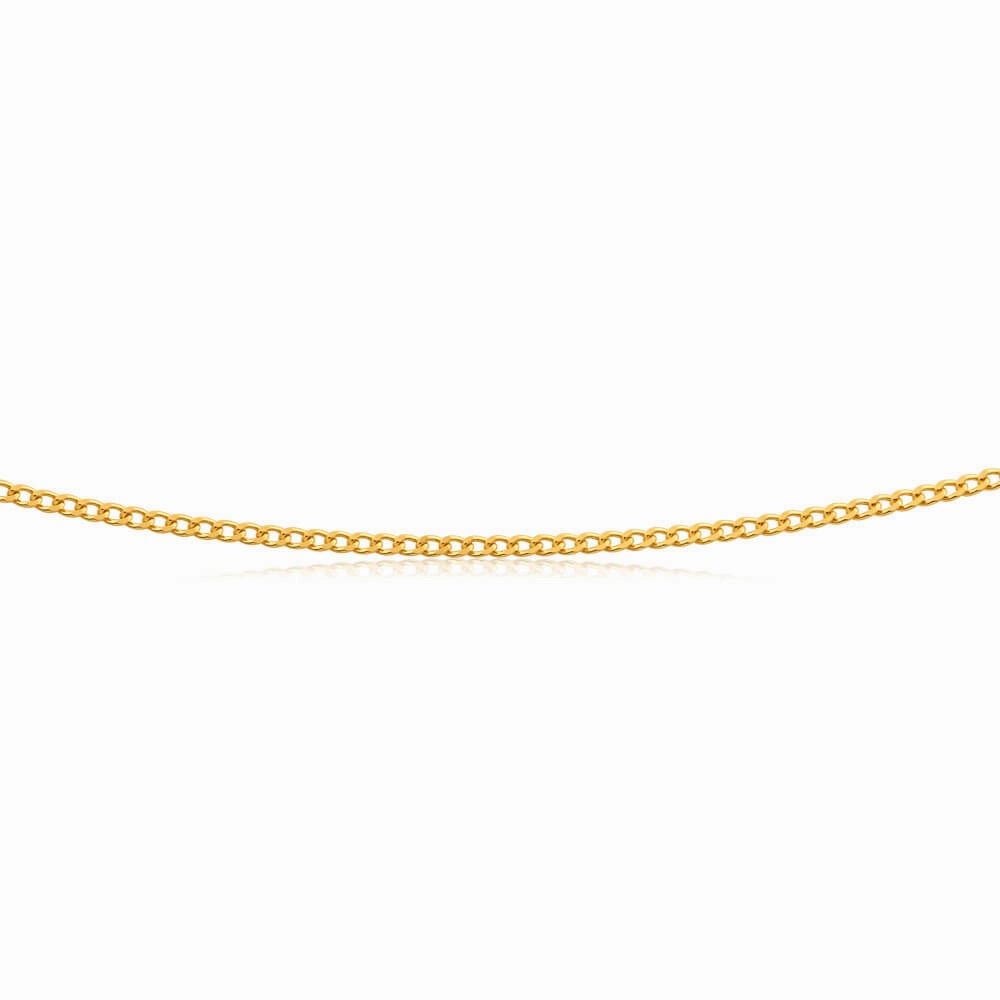 9ct Yellow Gold Curb Chain in 45cm 50 Gauge