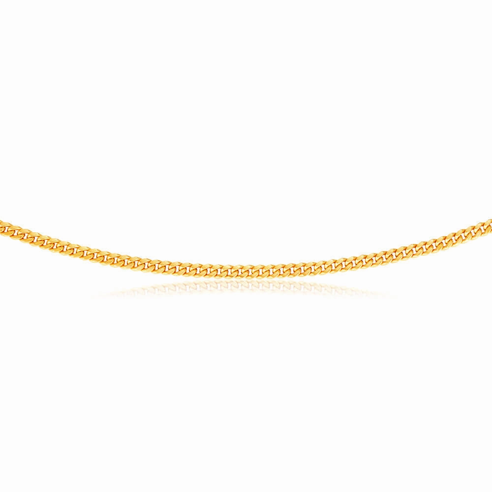 9ct Yellow Gold Curb Hollow 45cm Chain in 80 gauge