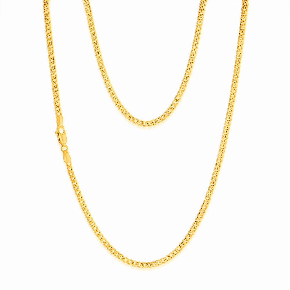 9ct Yellow Gold Curb Hollow 45cm Chain in 80 gauge
