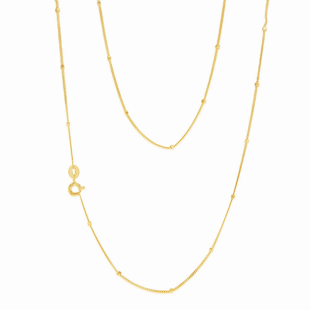 9ct Yellow Gold Curb With Diamond Cut Dices 45cm Chain