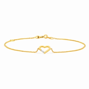 9ct Yellow Gold Diamond Heart Adjustable Bracelet