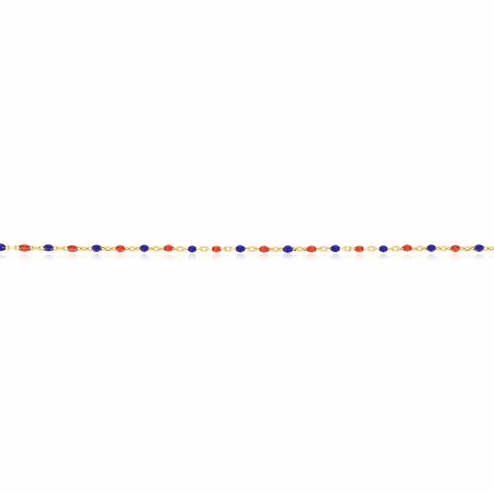 9ct Yellow Gold Fancy Blue And Red Beads 19cm Bracelet