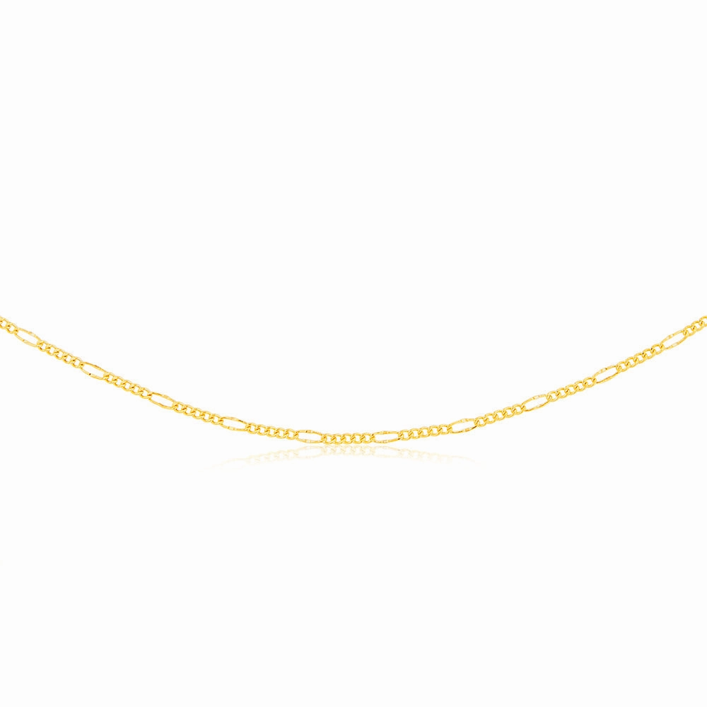 9ct Yellow Gold Fancy Figaro 45cm Chain