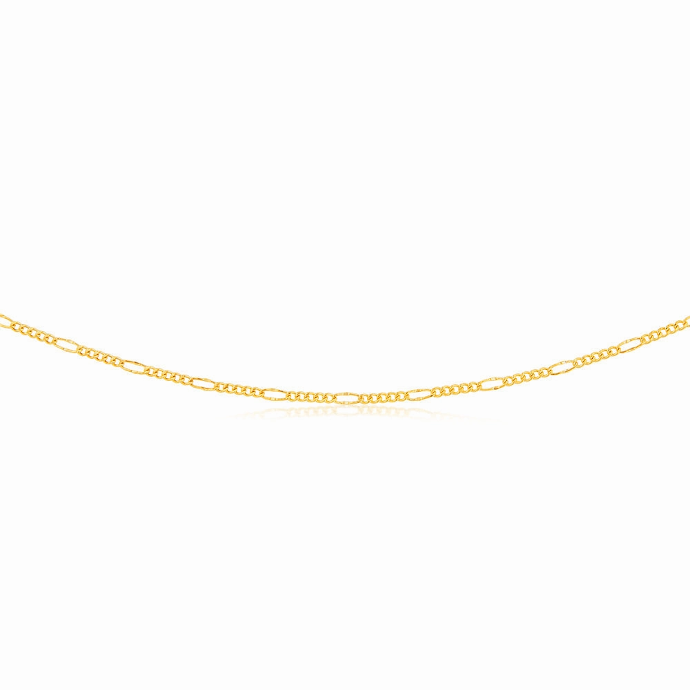 9ct Yellow Gold Fancy Figaro 45cm Chain