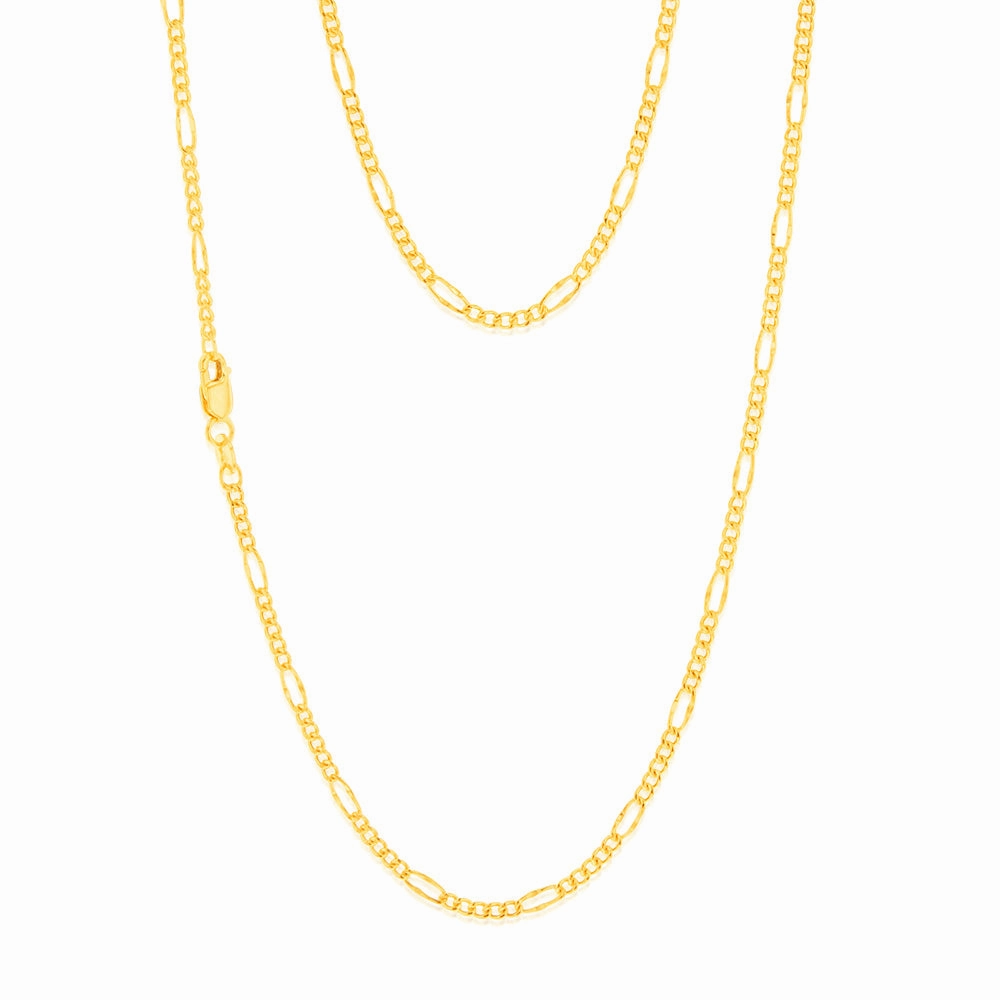 9ct Yellow Gold Fancy Figaro 45cm Chain