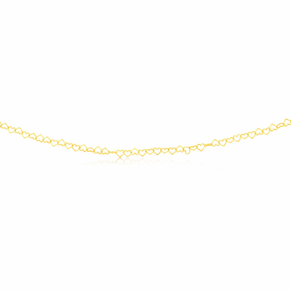 9ct Yellow Gold Fancy Heart 45cm Chain