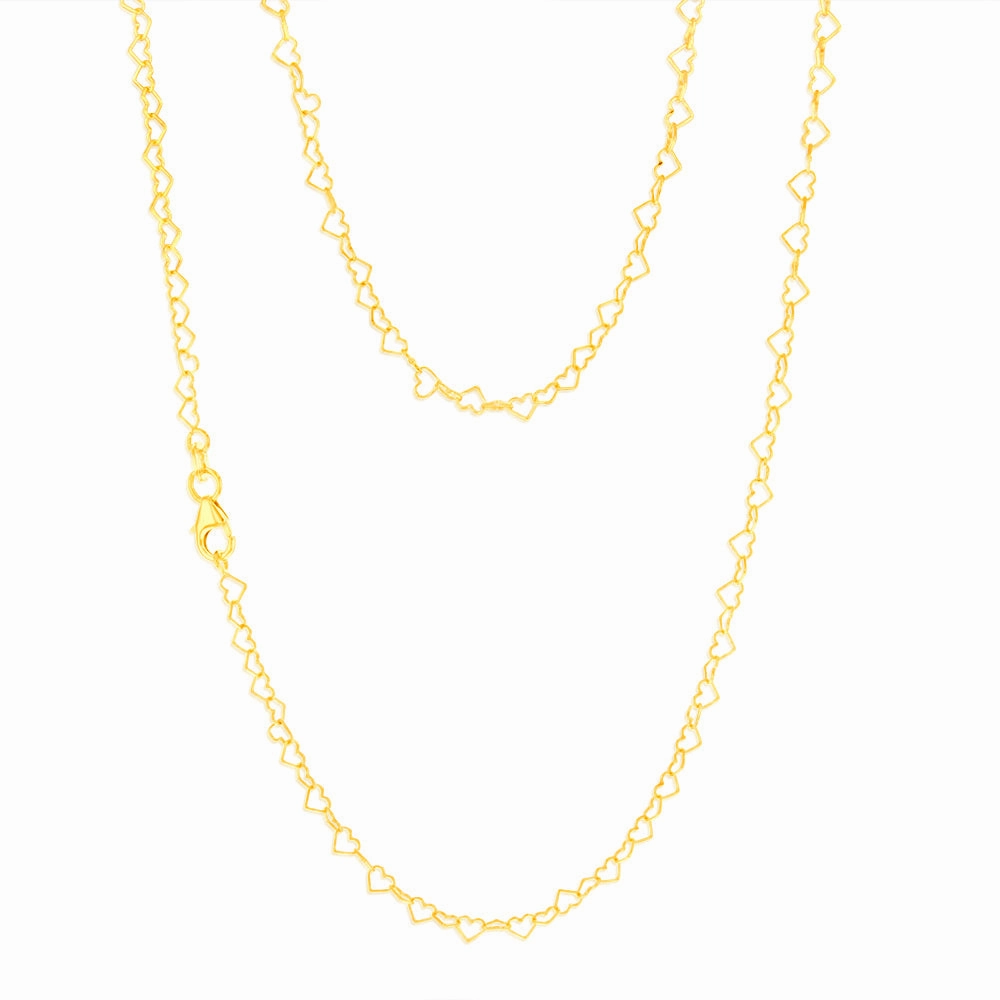 9ct Yellow Gold Fancy Heart 45cm Chain