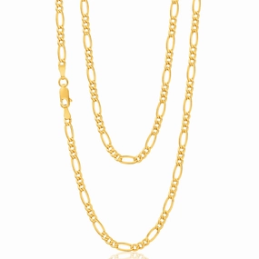 9ct Yellow Gold Figaro 1:3 80 Gauge 55cm Chain