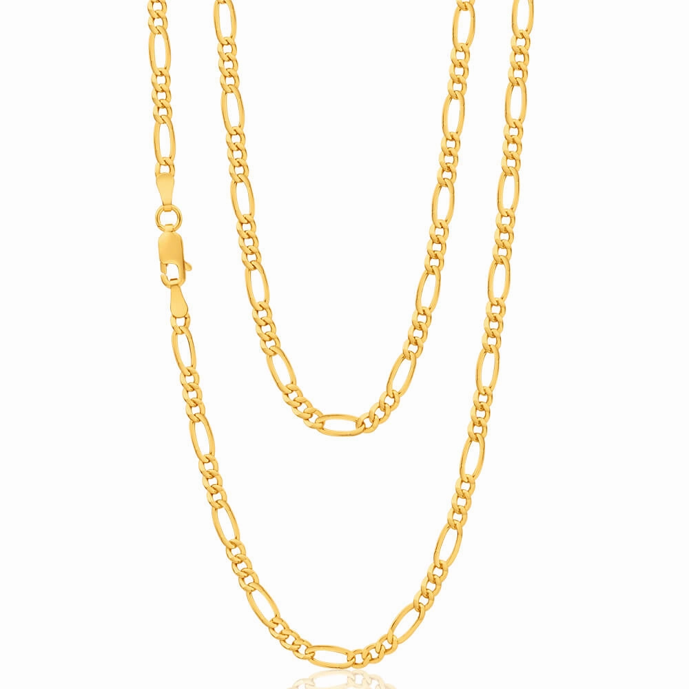 9ct Yellow Gold Figaro 1:3 80 Gauge 55cm Chain