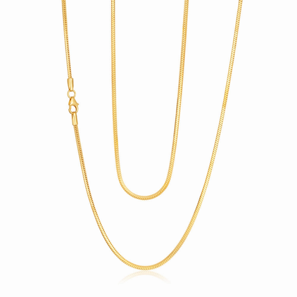 9ct Yellow Gold Filled 55cm Square Snake Chain