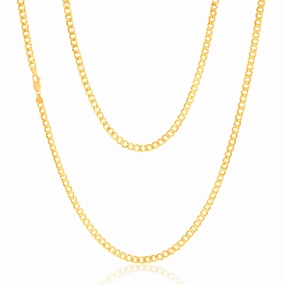 9ct Yellow Gold Filled Bevelled Curb 120 Gauge 70cm Chain