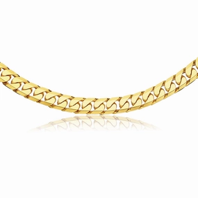 9ct Yellow Gold Heavy Curb Bevelled Flat 60cm Chain in 550Gauge