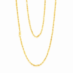 9ct Yellow Gold Hollow Diamond Cut Figarope 46cm Chain