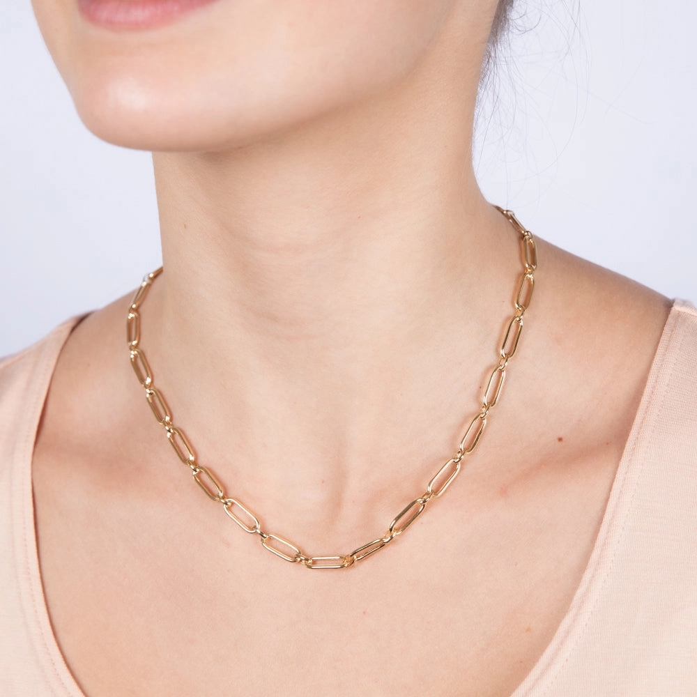 9ct Yellow Gold Paperclip 45cm Chain