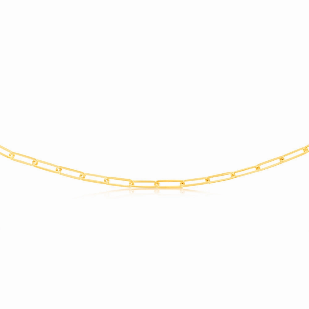 9ct Yellow Gold Paperclip 45cm Chain