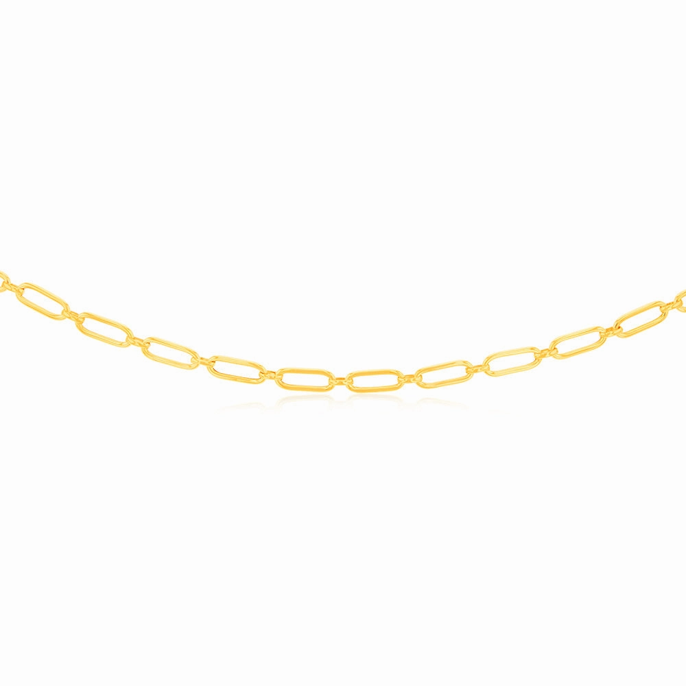9ct Yellow Gold Paperclip 45cm Chain