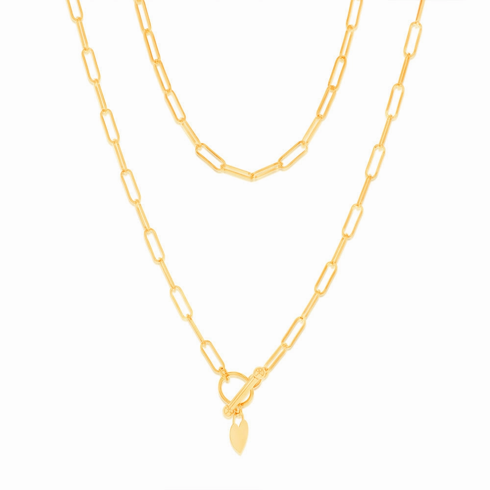 9ct Yellow Gold Paperclip Toggle Bar 43cm Chain