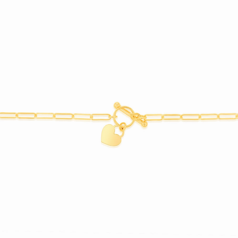 9ct Yellow Gold Paperclip Toggle Bar 43cm Chain