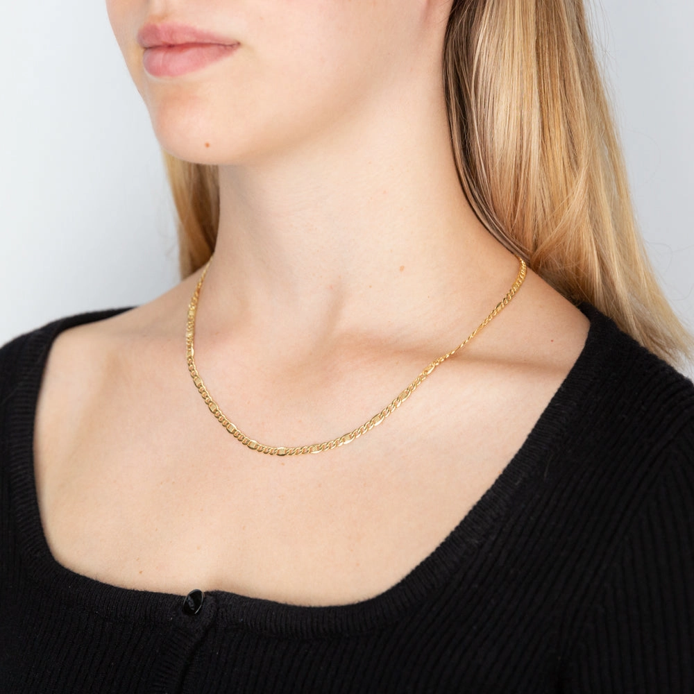9ct Yellow Gold Silver Filled 1:3  Curb  Anchor 80 Gauge 45cm Chain