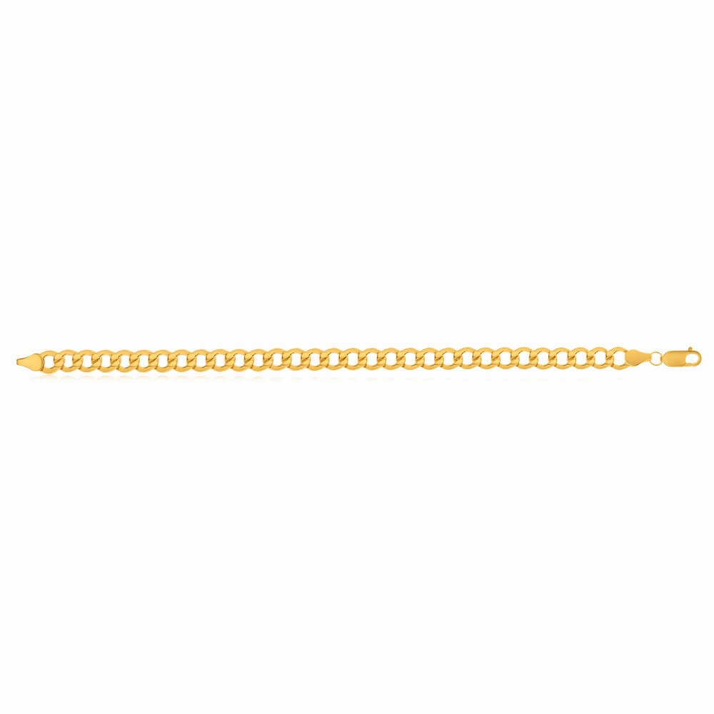 9ct Yellow Gold Silver Filled 21cm Diamond Cut Curb Bracelet