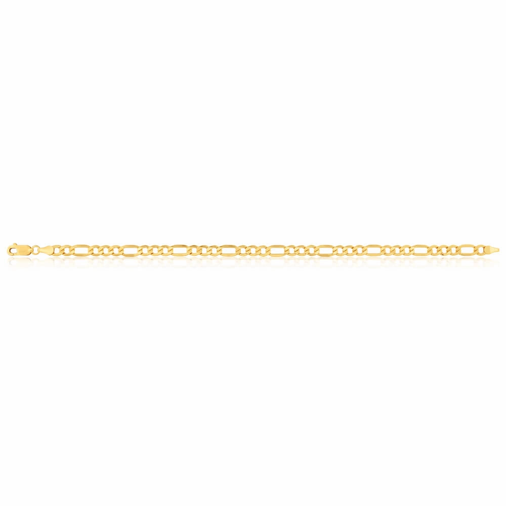 9ct Yellow Gold Silver Filled 21cm Figaro Bracelet 120 Gauge