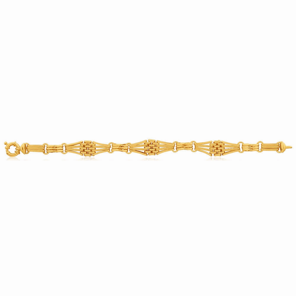 9ct Yellow Gold Silver Filled Bolt Ring 21cm Bracelet