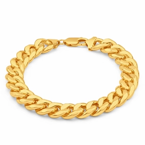 9ct Yellow Gold Silver Filled Concave 21cm Curb Bracelet