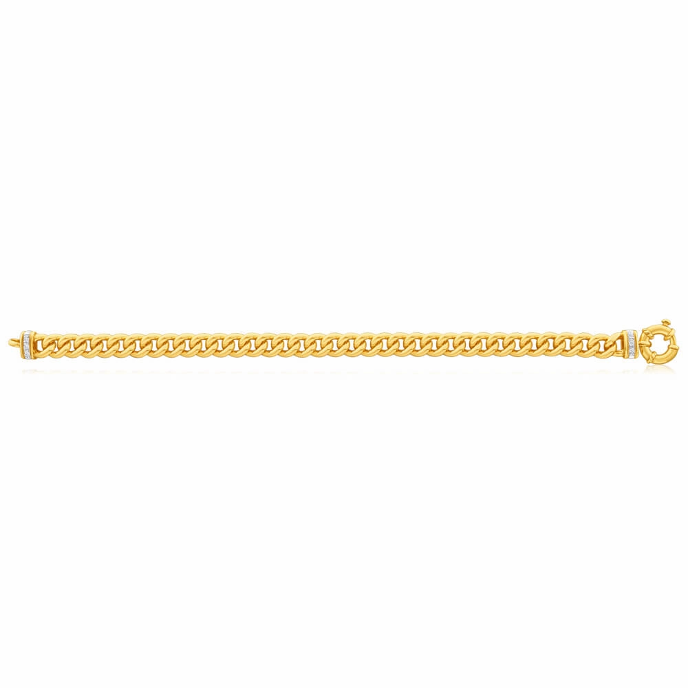 9ct Yellow Gold Silver Filled Cubic Zirconia 20cm Curb Bracelet