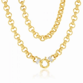 9ct Yellow Gold Silver Filled Cubic Zirconia Belcher darling 50cm Chain