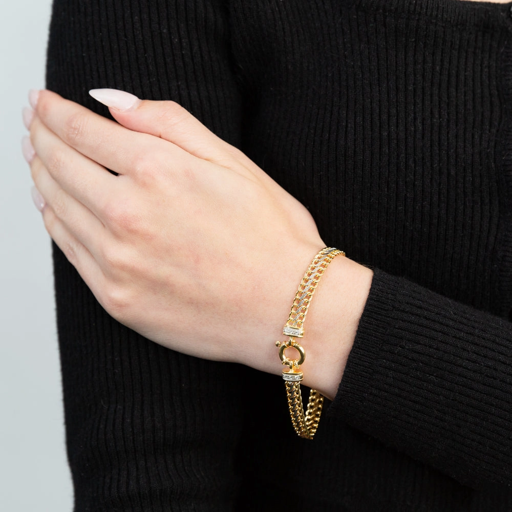 9ct Yellow Gold Silver Filled Cubic Zirconia Mesh Bracelet