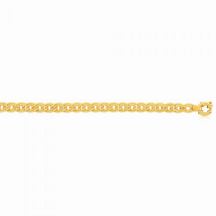 9ct Yellow Gold Silver Filled Double 19cm 140 Gauge Boltring Curb Bracelet