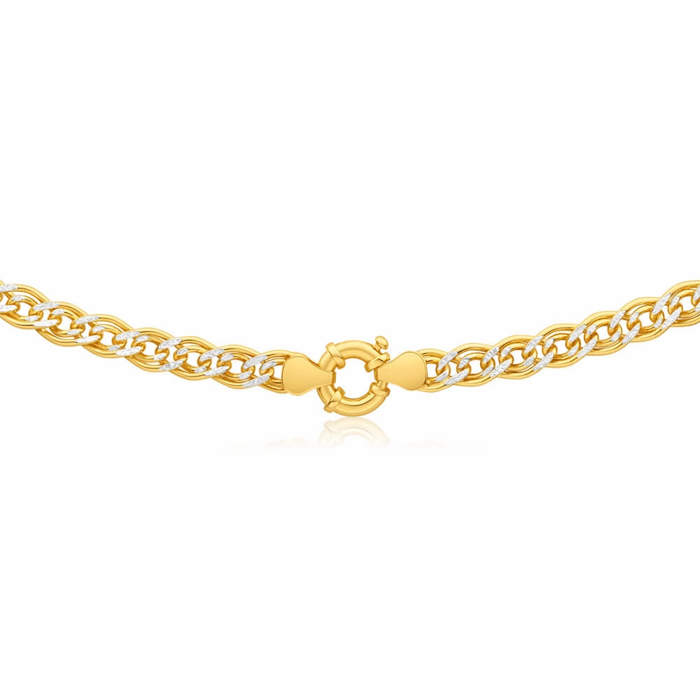 9ct Yellow Gold Silver Filled Double 45cm Classy Curb Chain