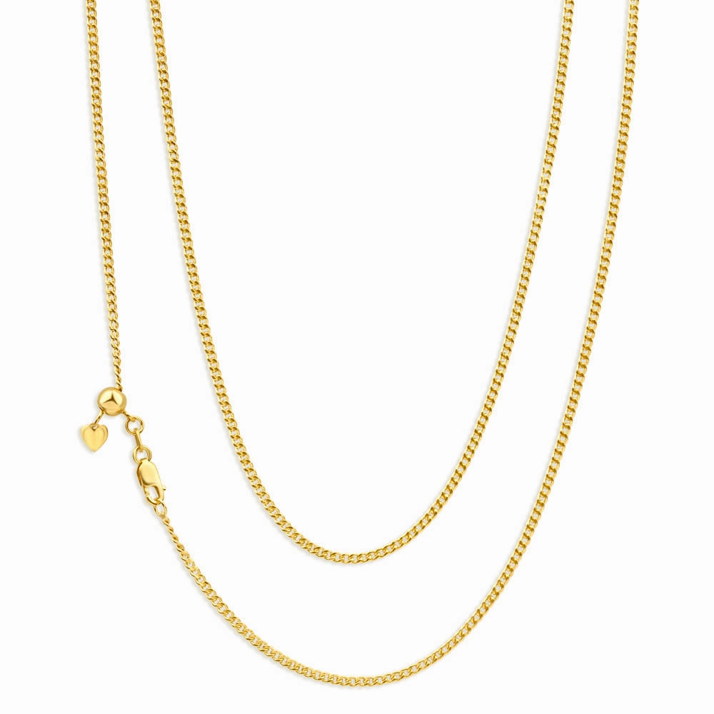 9ct Yellow Gold Silver Filled Extend 50cm Curb Chain 40 Gauge