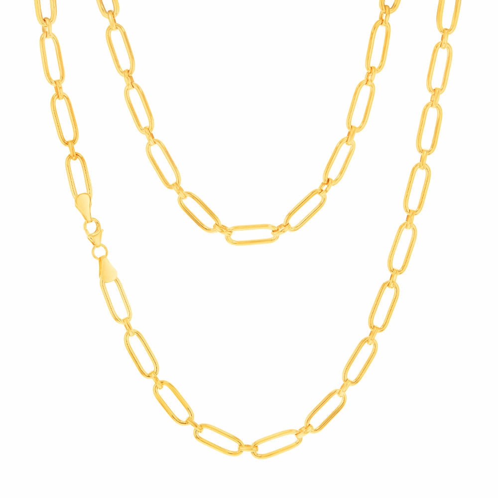 9ct Yellow Gold Silver-filled Fancy Elongated Belcher Link 50cm Chain
