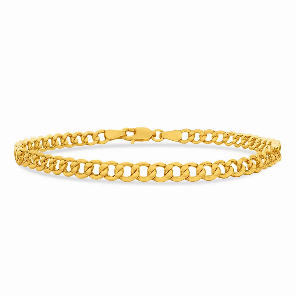 9ct Yellow Gold Silver Filled Flat 21cm Curb Bracelet