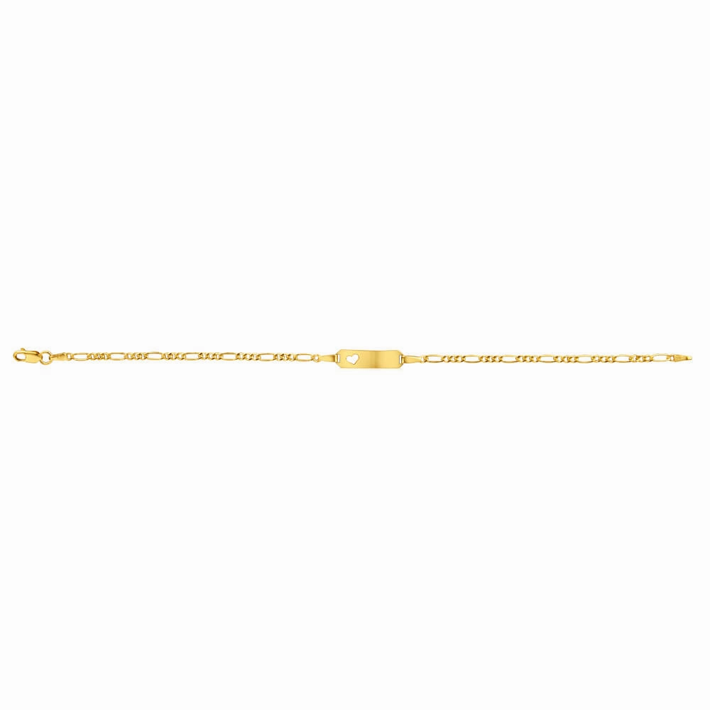 9ct Yellow Gold Silver Filled Heart 19cm Figaro Bracelet