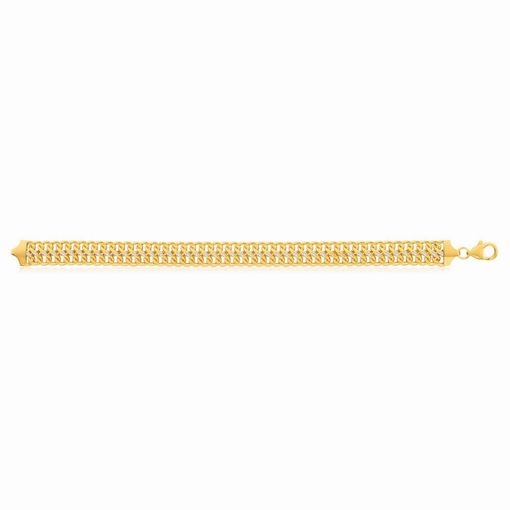 9ct Yellow Gold Silver Filled Mesh Figure 8 Two Tone 19cm Fancy Bracelet
