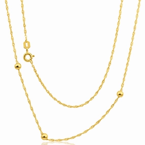 9ct Yellow Gold Silver Filled Singapore 45cm Ball Chain 20 Gauge