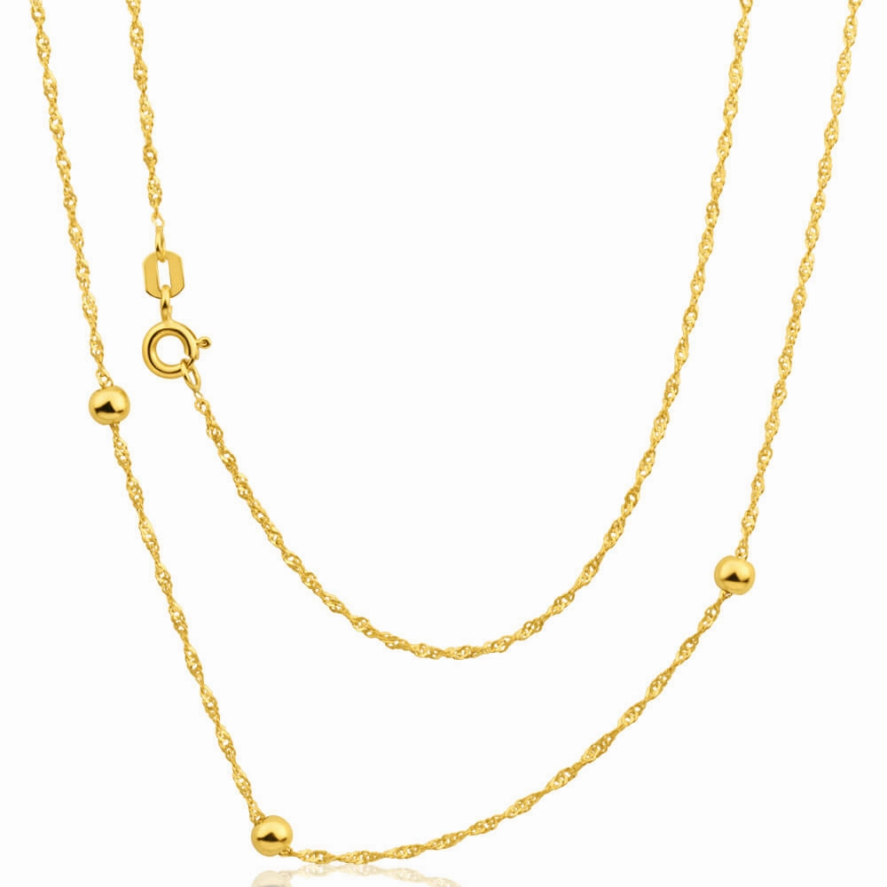 9ct Yellow Gold Silver Filled Singapore 45cm Ball Chain 20 Gauge