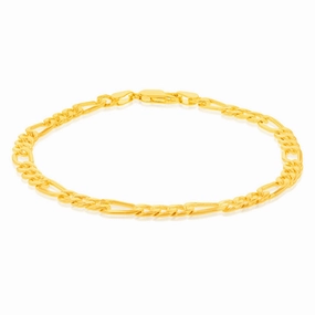 9ct Yellow Gold Silverfilled 115Gauge 1:3 Figaro 21cm Bracelet